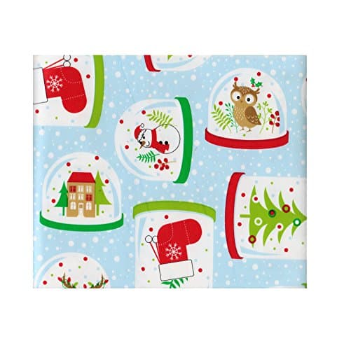 December Home Christmas Snowglobe Vinyl Tablecloth Flannel Backed (60 Round)