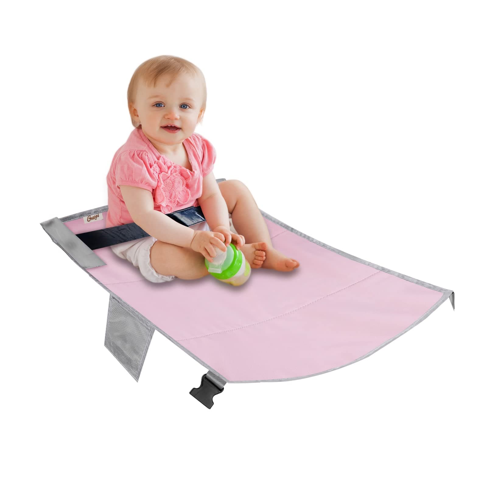 GNEGNIToddler Airplane Footrest, Kids Travel Bed, Toddlers Portable Foot Rest Hammock for Flights, Kids Bed Airplane Seat Extender, Leg Rest for Children to Lie Down on Plane (Pink)