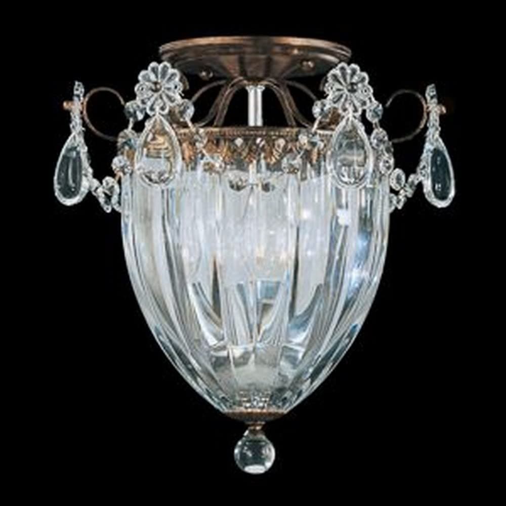 Signature 1242-40S, Bagatelle 1 Light 12.5in x 10in Semi-Flush Mount in Silver with Clear Swarovski Crystals