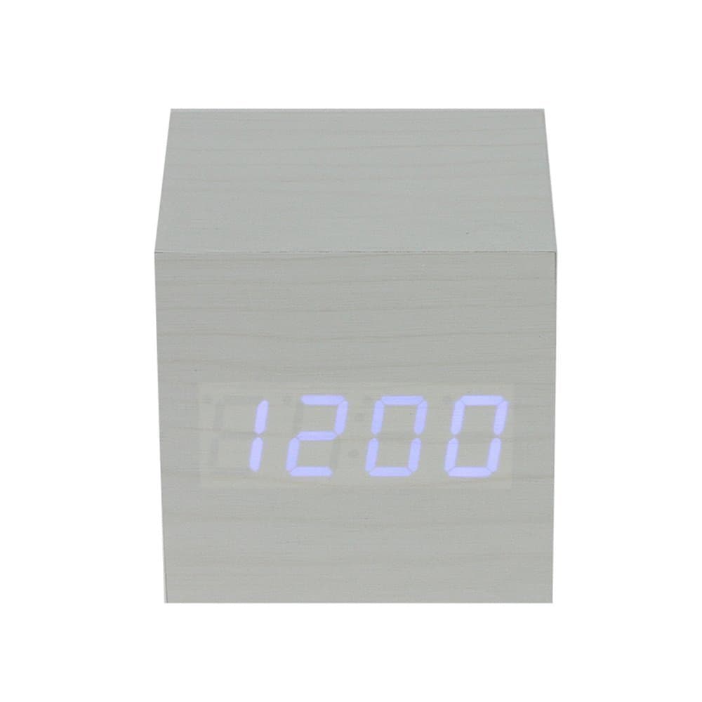 MuchBuy Cube USB Wood Wooden LED Alarm Digital Desk Clock