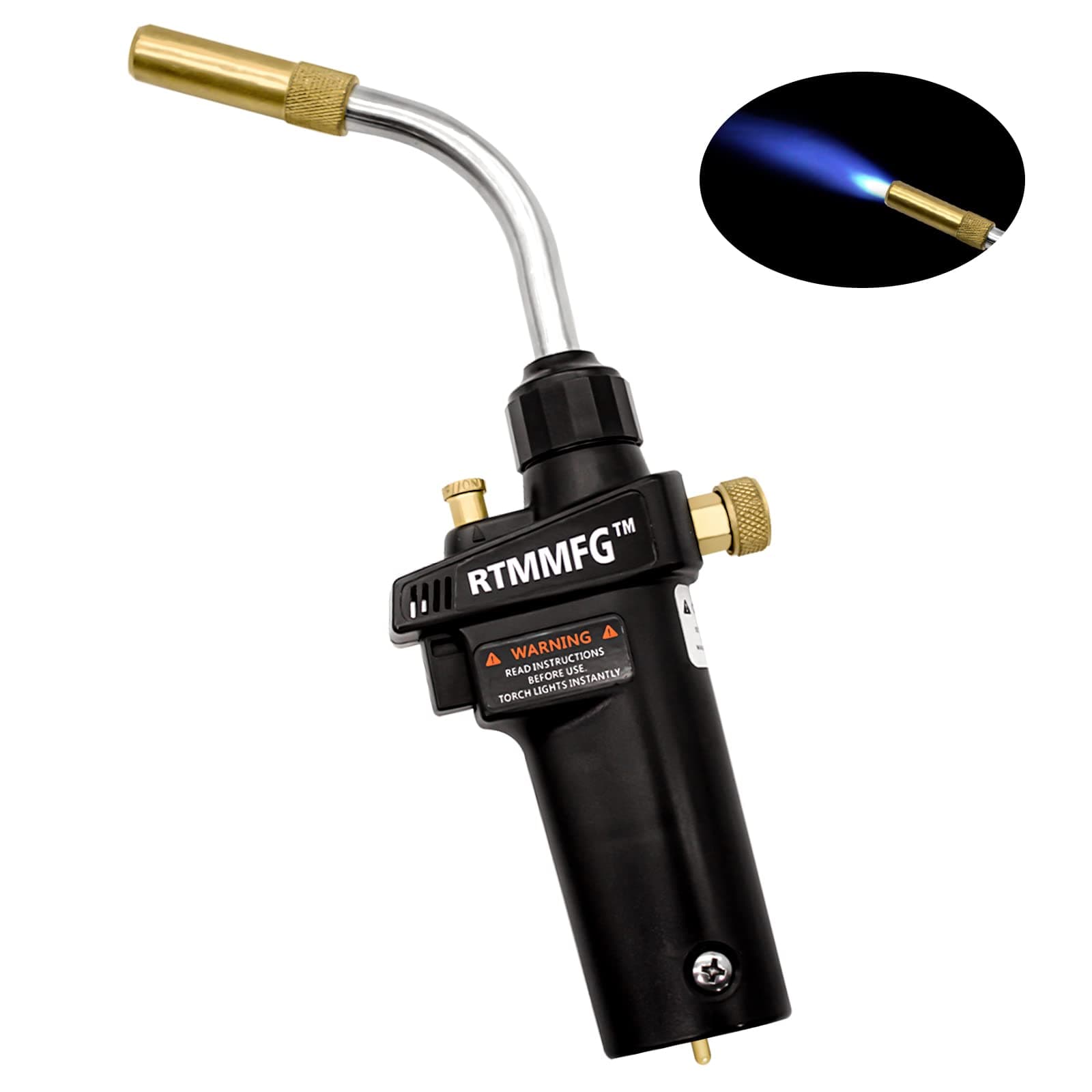RTMMFG MAPP Propane Torch Portable Gas Torch for Plumbing, Adjustable Trigger Start Propane Torch with Safety Lock, Brazing Torch for Welding, Machine Maintenance, Barbecue, Gas Cylinders not Included