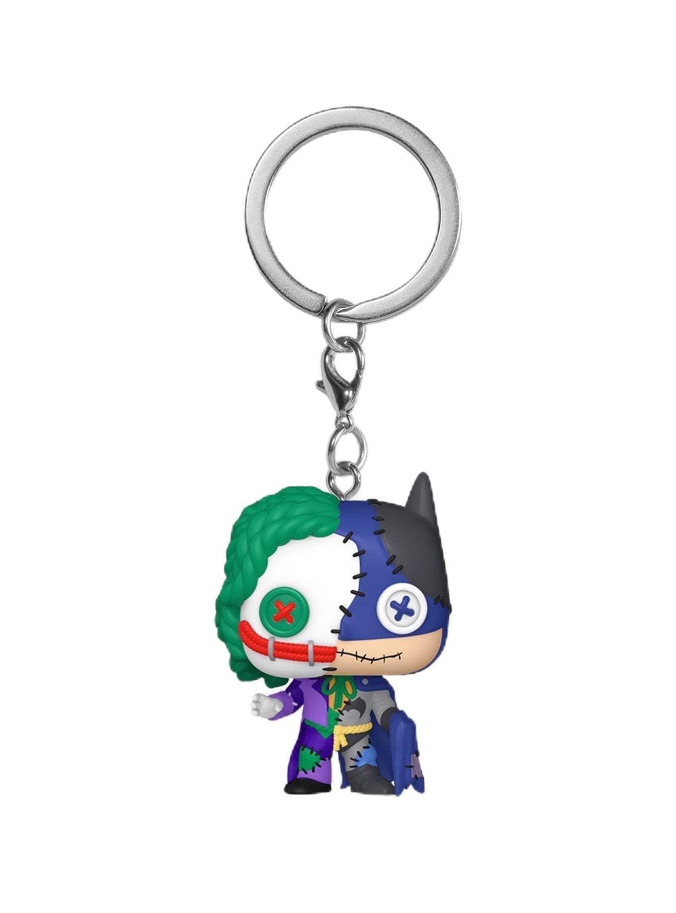 BoxLunch Funko Pocket Pop! DC Comics Batman & The Joker Patchwork Vinyl Keychain Exclusive
