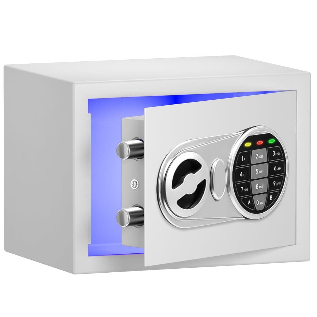 Safe Box with Sensor Light, Security Safe with Digital Keypad, Steel Construction, Hidden, Wall or Cabinet Anchoring Design (White)