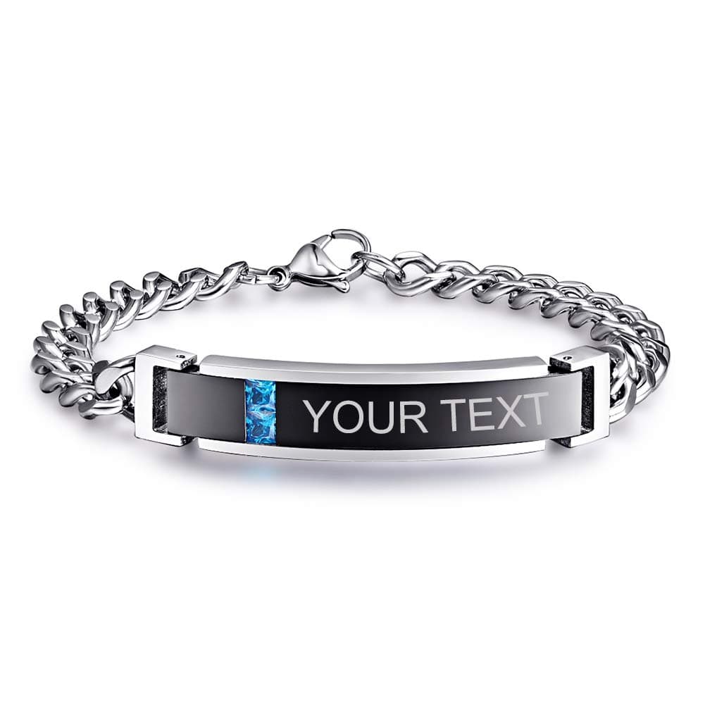 NEHZUSMens Womens Personalized Bracelets, Couples Stainless Steel Bracelet with Custom Engraving for Friendship Relationship, Matching Couple Jewelry Gift