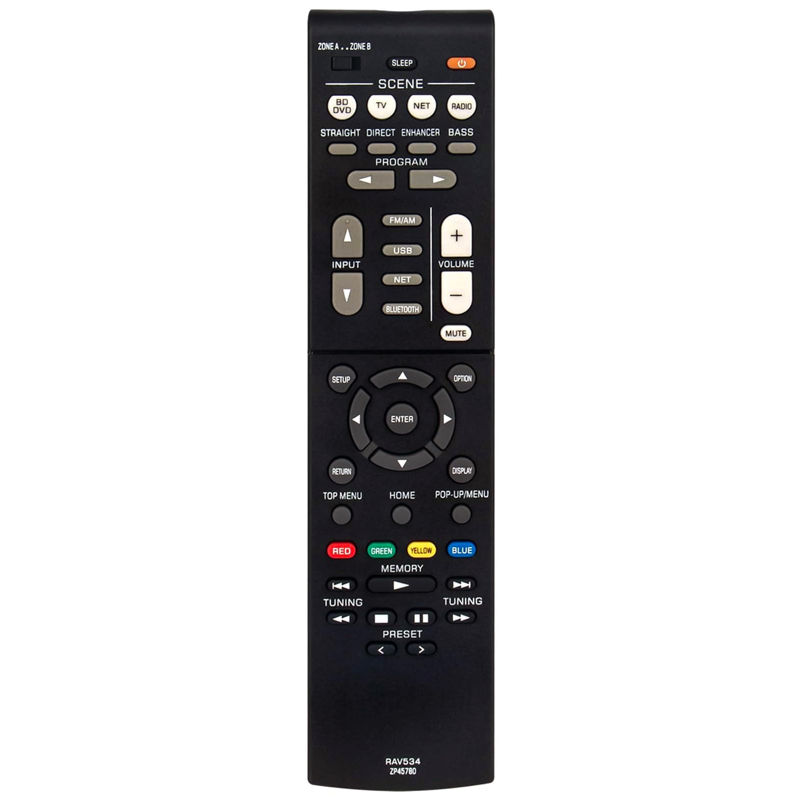 RAV534 ZP45780 Replace Remote Control Compatible with Yamaha AV Receiver RX-V479 RX-V579 RX-V483 RX-V483BL RX-V581 RX-V581BL RX-V583 HTR-4068 TSR-5790 TSR-5790B HTR-3068 HTR-4069 RX-A660 RX-V481