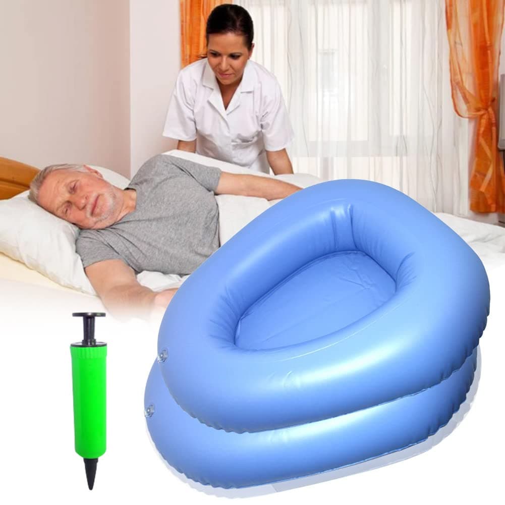 2PCS Inflatable Bed Pan Anti Bedsore Toilet Urinal for Elderly Bedridden Bed Pan Washable Portable Bedpans Bathroom