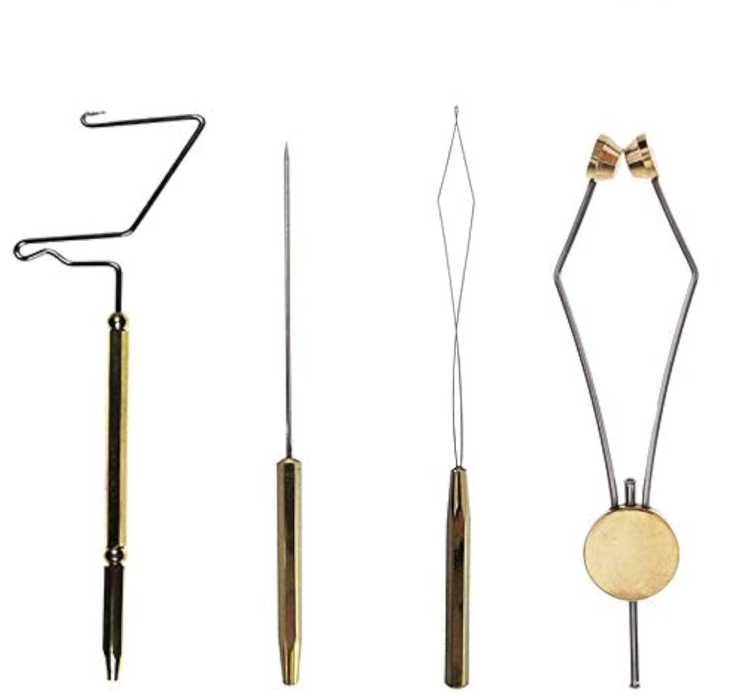 GREATFISHING 4pc Fly Tying Tools Combo Kit - Stainless Steel Whip Finisher, Bodkin, Bobbin, Disc Bobbin