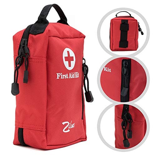 Travel First Aid Kit for Emergency & Survival Gear | for Car, Home, Hiking, Biking, Outdoors | Camping Supplies and Accessories, College Dorm Essentials Kit | Labeled Compartments by Ziloes