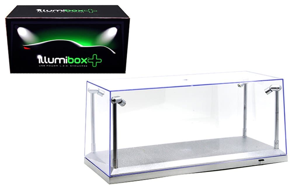 IllumiboxCLEAR DISPLAY SHOW CASE FOR 1/18 SILVER BASE with REPLACEABLE LED LIGHTS