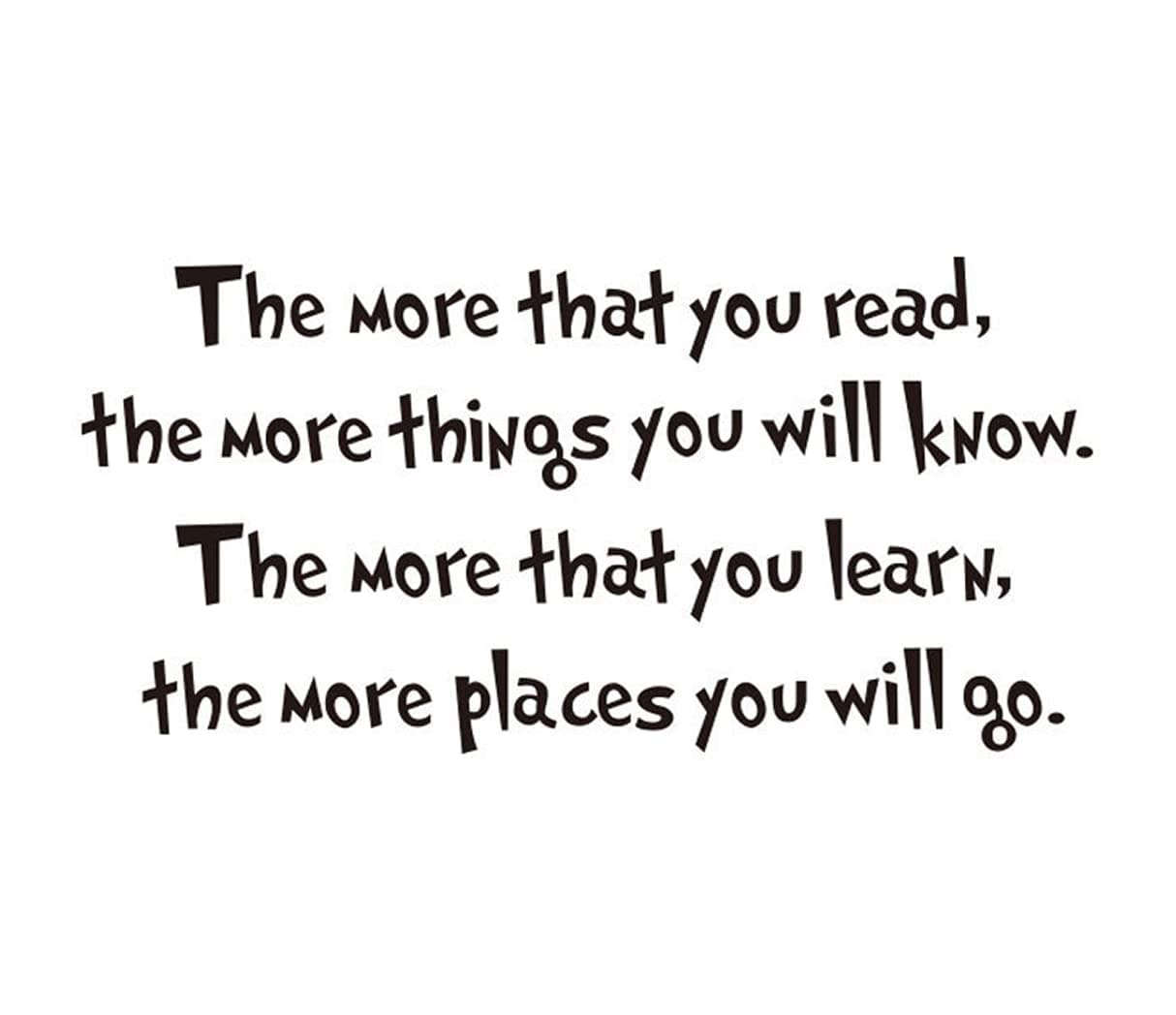 The More That You Read The More Things You Will Know Wall Sticker Art Quote Decals Home Decor (22.4''x11'')