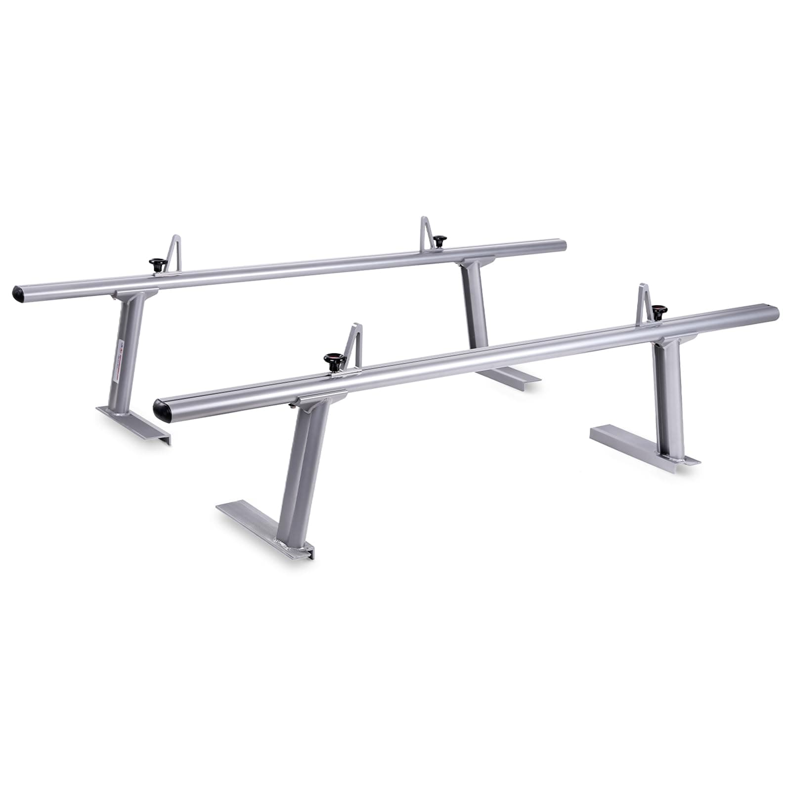 AA-Racks Model APX2502-SLV Low-Profile Utility Aluminum Pick-Up Truck Ladder Rack with Load Stops