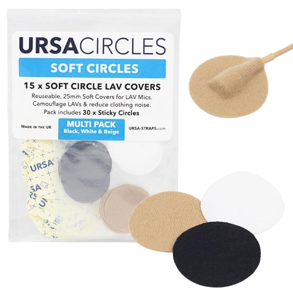 URSA Soft Circles: Reusable Soft Covers That Provide a Shield Against the Wind and Camouflage for Lavalier Mics. (15x Soft Circles + 30x Stickies, MultiPack)