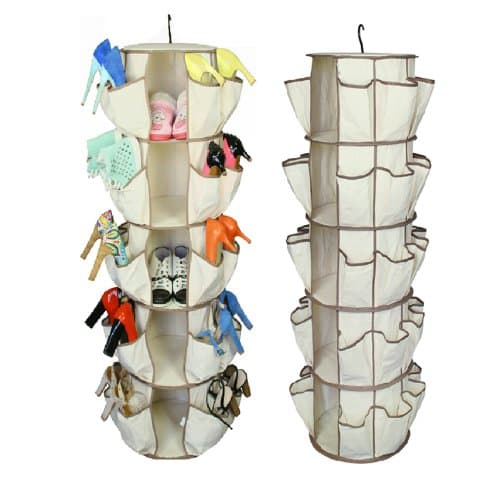HAC Fabric 5 Shelf & 40 Pockets Shoe Organizer Closet Hanging Cloths Holder Bag Box Closet
