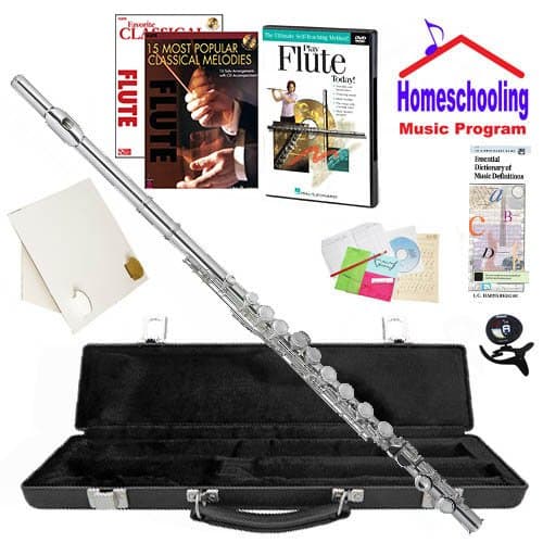 Homeschool Music - Learn to Play the Flute Pack (Classical Music Book Bundle) - Includes Student Flute w/Case, DVD, Books & All Inclusive Learning Essentials