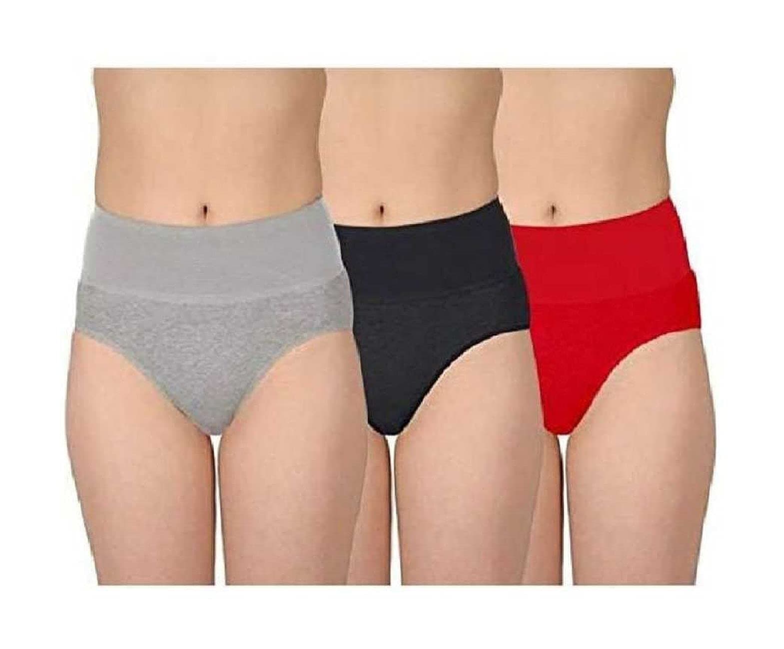 AJ FASHIONSStrechable Spandex Super Soft Cotton Lycra TummyTek Panties for Women's/Girls (Pack of 3)