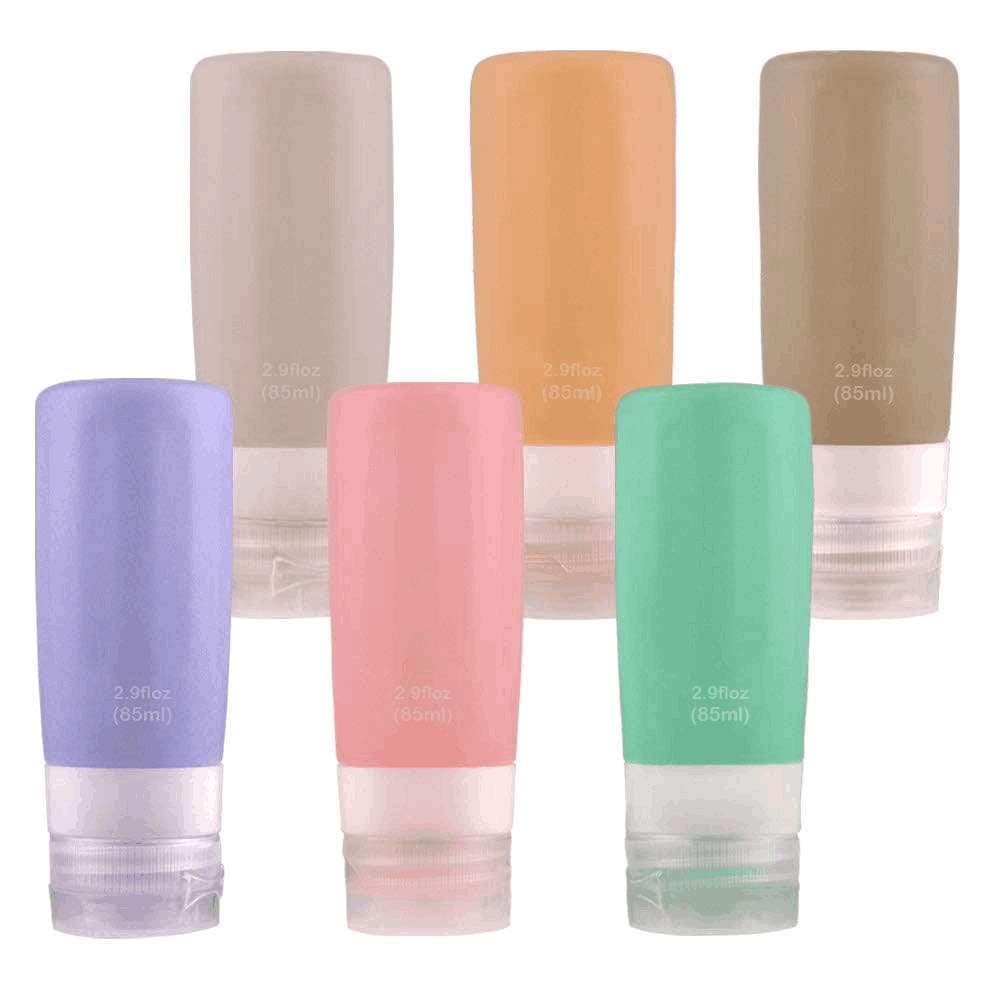Silicone Travel Bottles Set, 2.9 oz TSA Approved LeakProof,Refillable Travel Containers, BPA Free Travel Accessories Bottles for Shampoo Toiletries Conditioner Lotion Sunscreen Face (6 Pack)
