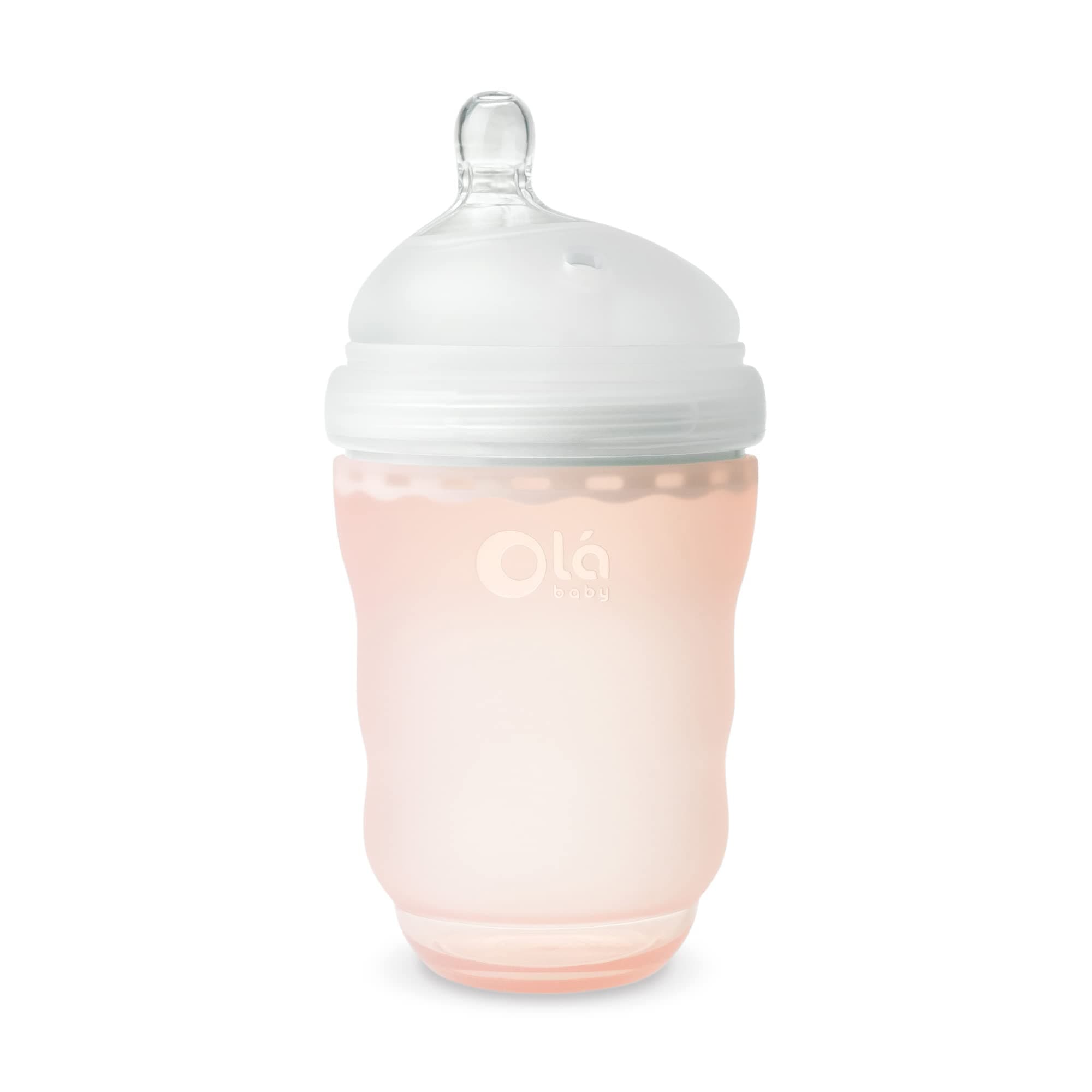 olababy (coral) - Gentle Baby Bottle - 240 ml - Soft, Elasticated Baby Bottle Milk Bottle with Teat, Similar to Silky Nipple and Breast Nipple Spirit of the Yard Alternative to Glass Bottles Shatte...