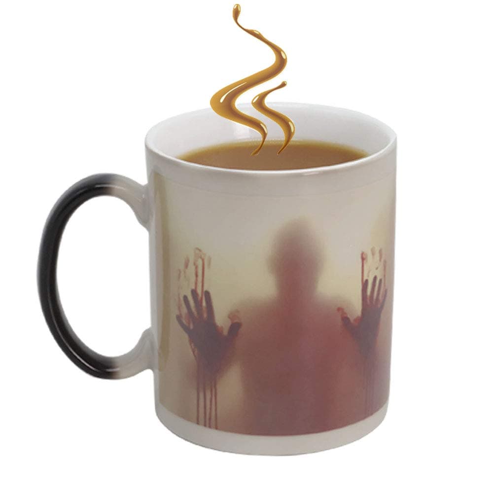 Novelty Heat Sensitive Colour Changing Walking Dead Zombies Magic Mug,Halloween,Christmas,Birthday Gifts Cup