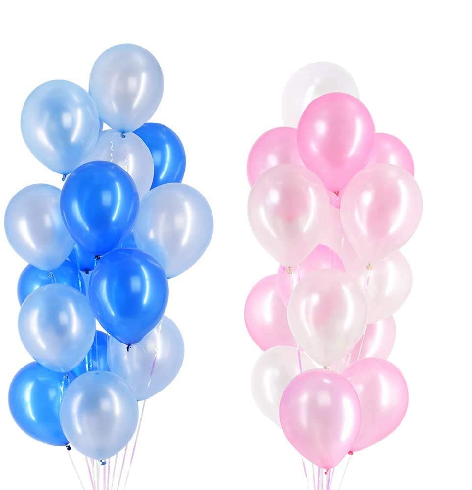12" Latex Balloons Mix - Pack of 32 - Pink and Blue Gender Reveals Party Decorations