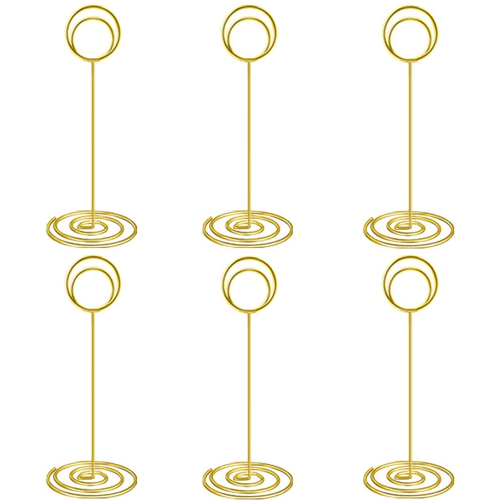 10 Pack 8.75 inch Tall Table Number Holders Place Card Holder Table Picture Holder Wire Photo Holder Clips Picture Memo Note Photo Stand (Gold)