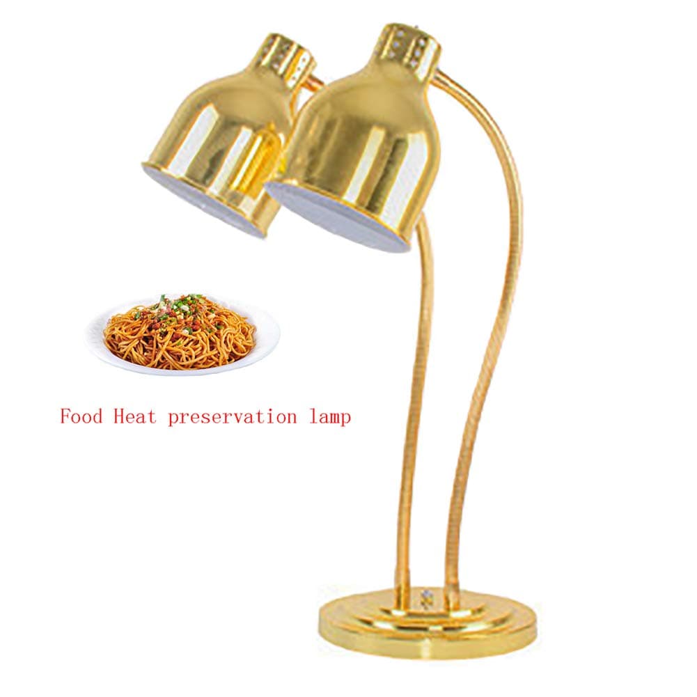 JLNHSDR Buffet Heat Lamp - Double Head Food Warmer lamp - 250W Power Infrared Bulb - Suitable For Kitchen, Restaurant,Gold