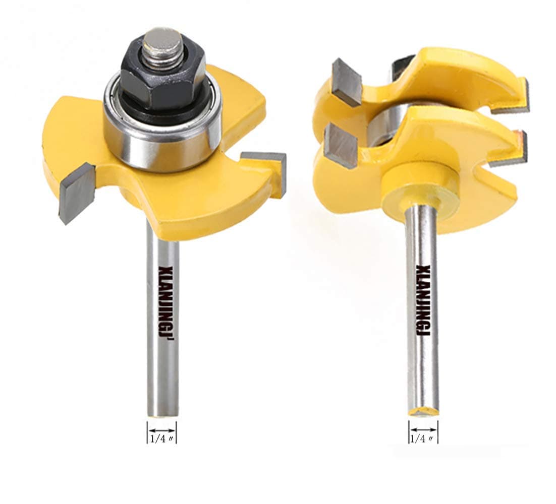 2Pcs Tongue and Groove Router Bit Set with 1/4 inch Shank Wood Milling Saw Cutter for Woodworking Tool …