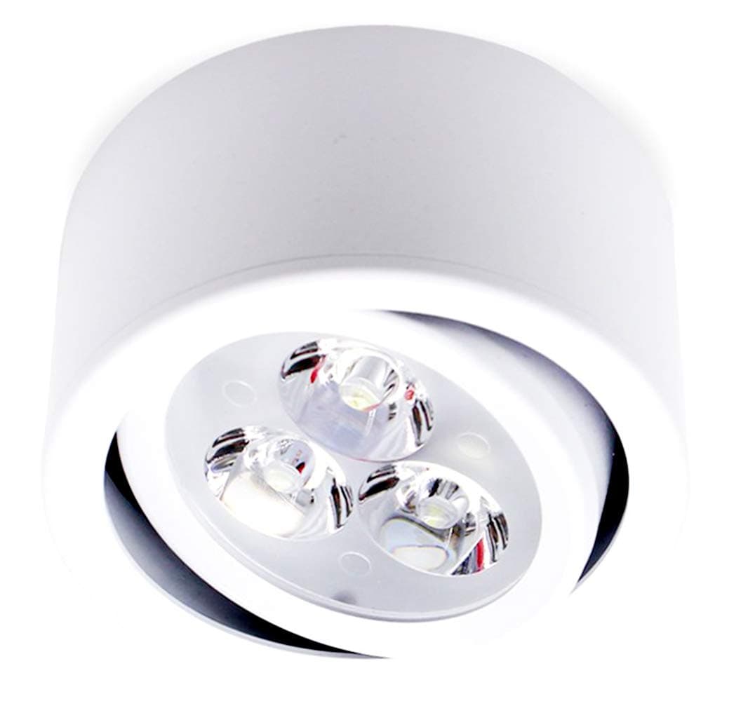 Brightsky 5w LED Adjustable Angle Spotlight Downlight TV Corridor Backdrop Light Round Mount White Housing Warm White Color