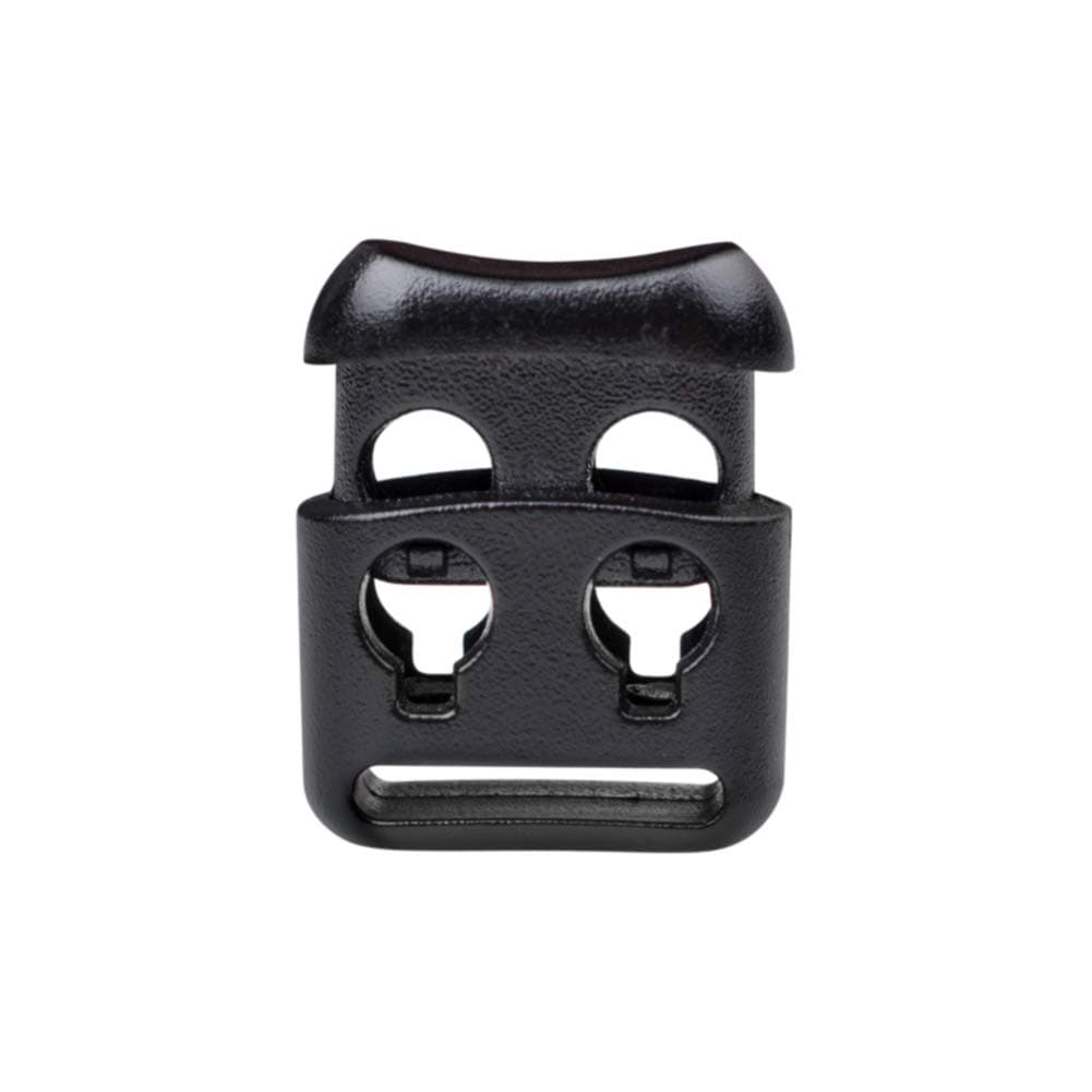 DYZD Double Hole Plastic Cord Locks End Spring Stop Toggle Stoppers Multi-Colour (50 PCS, Black)