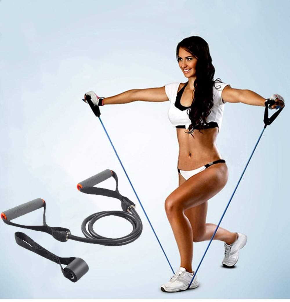 Single Resistance Bands, Workout Bands with Handles and The Exercise Bands with Door Anchor, Suitable for Resistance Training, Physical Therapy, Home Workouts, Boxing Training