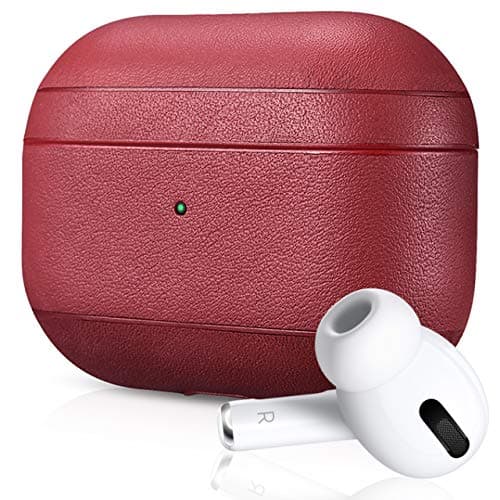 Air Vinyl Design, Leather Case for Apple AirPods Pro | Protective Case Cover | Wireless Charging Capability | Shockproof and Scratchproof Design (Red)