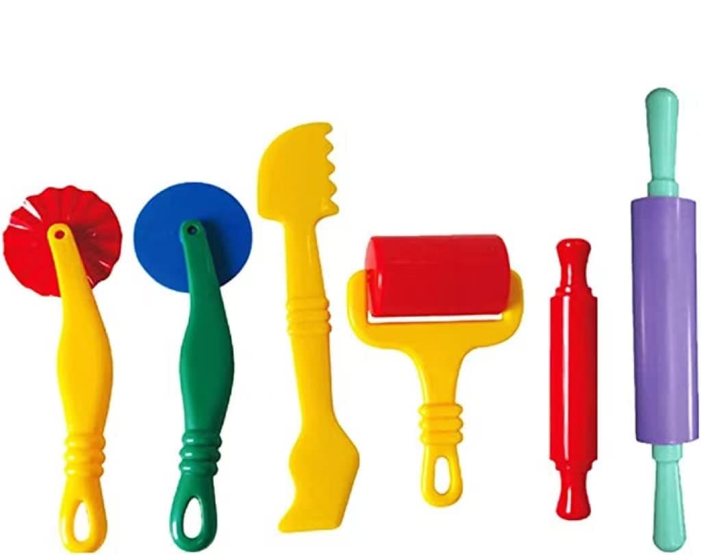6 Pcs Clay Dough Tools Kit, Hanhan Clay Modelling Tool Kit Dough Rollers Molds Cutters Plastic Play Dough Tools Set for Children Ages 3 and up (Random Colors) (6pcs)