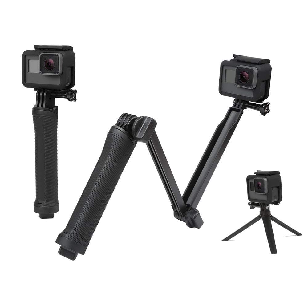 HIFFIN3-Way Monopod Grip Arm Tripod Foldable Selfie Stick, Stabilizer Mount Holder for GoPro Hero 9/8/7/6/5, SJCAM SJ6, SJ7, SJ5000, Yi and All Action Cameras