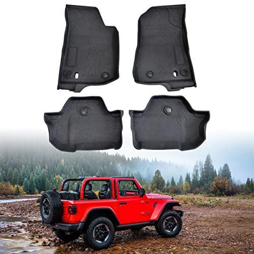 XBEEK Floor Mats Liners for 2018 2019 Jeep Wrangler JL Accessories OEM Floor Liners TPE All Weather Protector Slush Mat Front and Rear Row Black (2-Door)