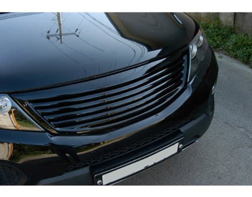 AT Front Hood Radiator 6 Lines Grill WITH PAINTED 1-pc Set For 2010 2011 2012 Kia Sorento (3D - Silver)