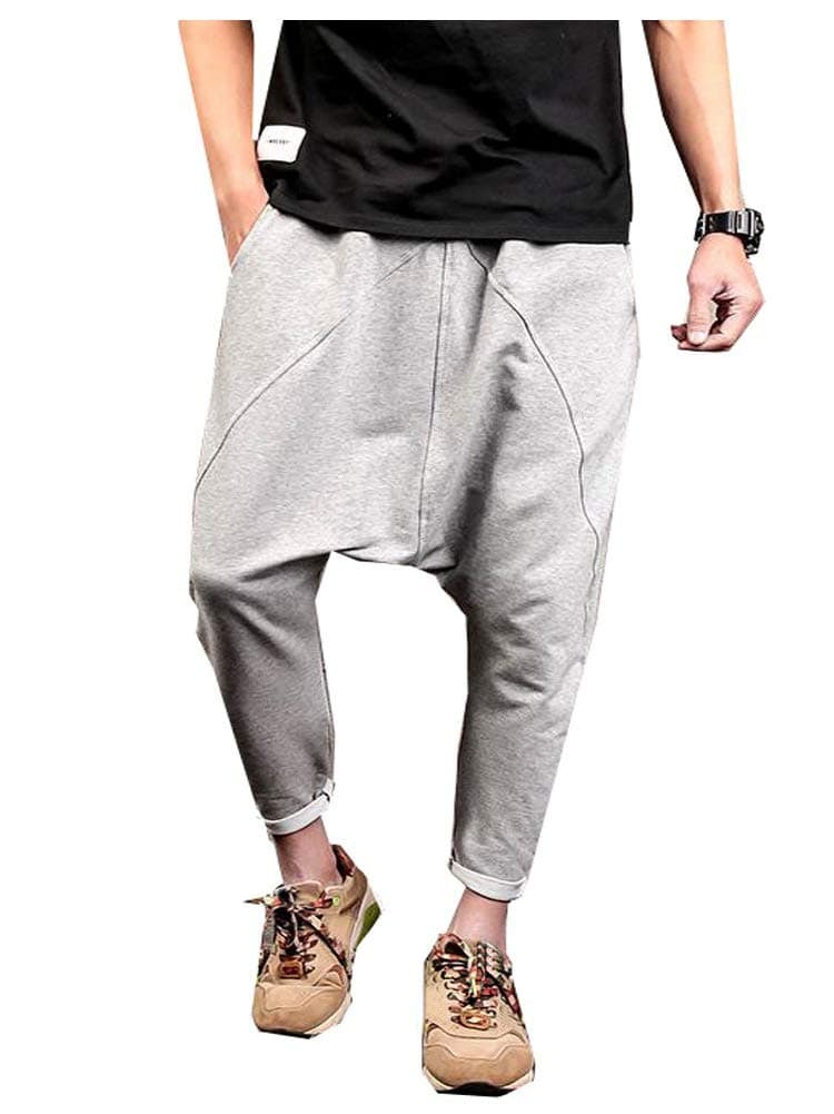 Men Hip Hop Baggy Harem Low Crotch Pants Joggers Sweatpants