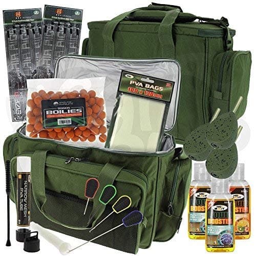 NGT Carp Coarse Fishing Insulated Carryall Bag with DNA Rigs, Liquid Glugs, PVA Tube & Bags, PVA String, Boilies, Plastic Tools & Inline Weights