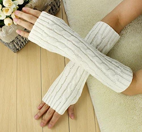 World Pride Cable Knit Cotton Slouch Arm Warmer Winter Fingerless Long Gloves