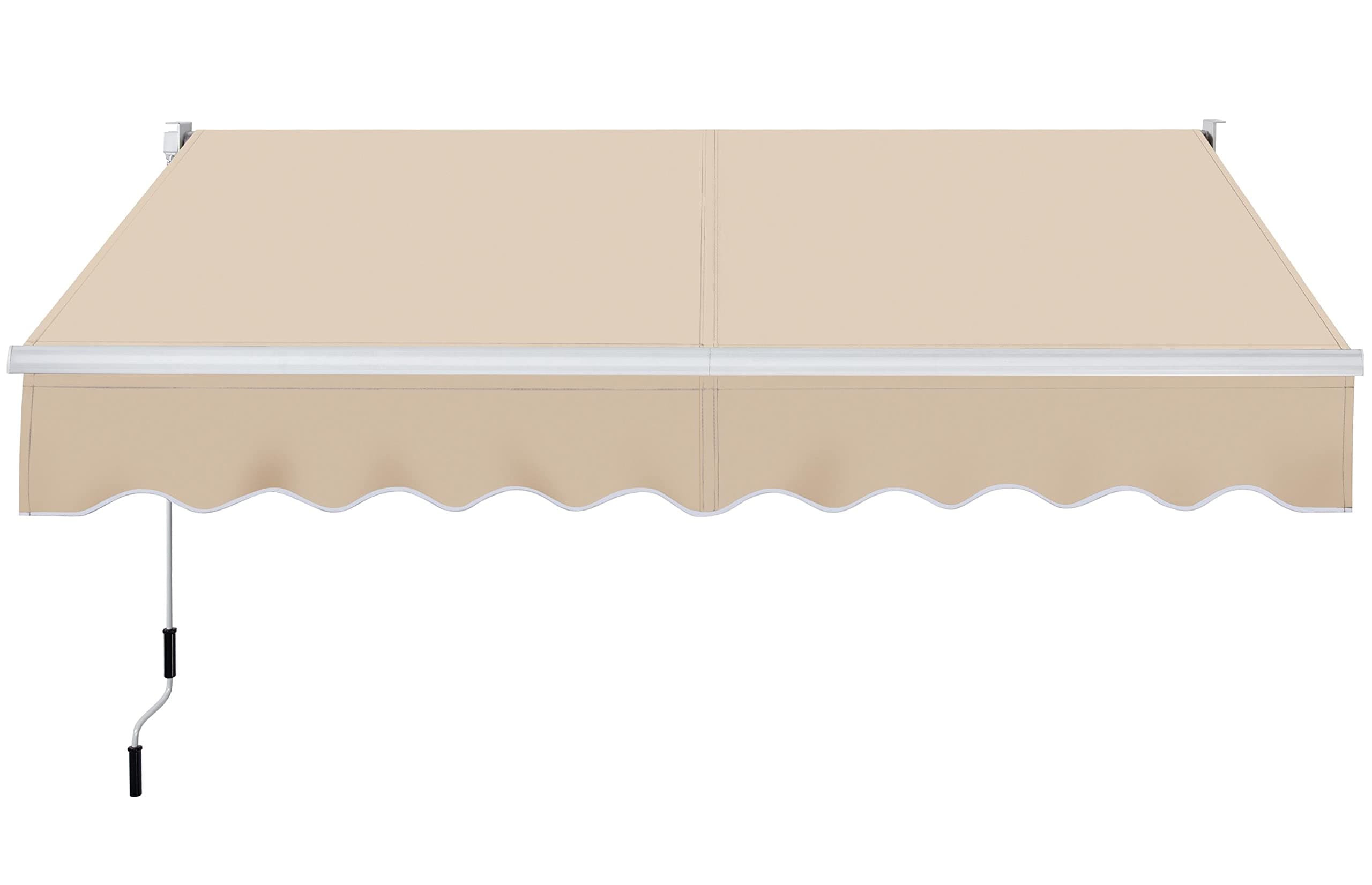 Topeakmart 8 × 6.5 FT Patio Awning, Manual Retractable Patio Awning, Aluminum Sun Shade Awning Outdoor with Manual Crank Handle & 280g/m² Polyester for Window, Deck, Yard, Garden - Beige
