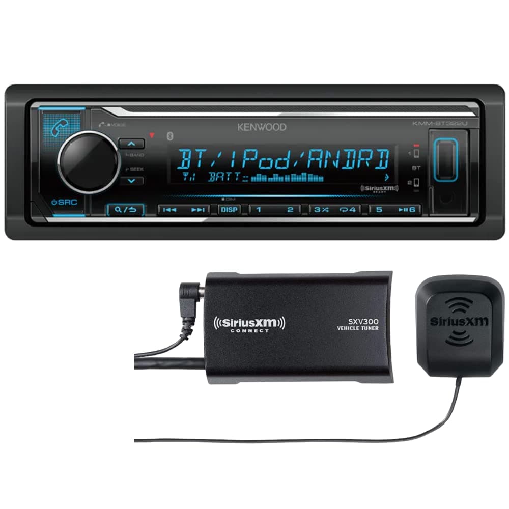 KMM-BT332U Bluetooth Car Stereo with USB Port, AM/FM Radio, MP3 Player, Multi Color LCD, Detachable Face, Built in Amazon Alexa Plus SXV300V1 SiriusXM Tuner