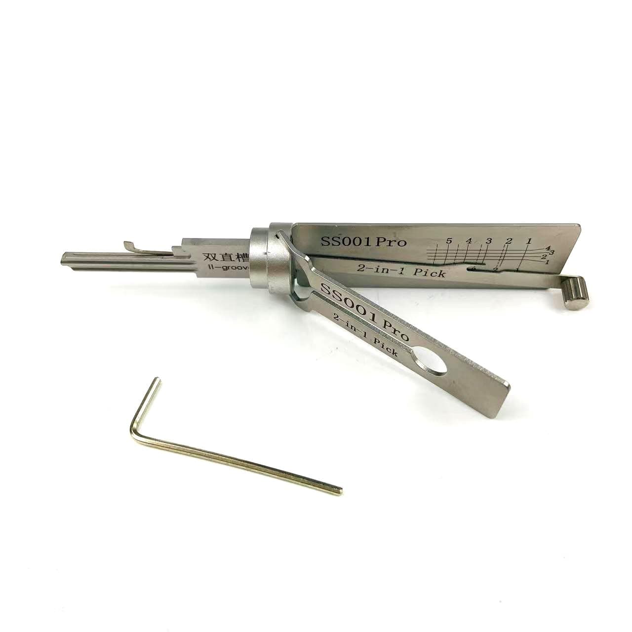 SS001 LishiTools Lock Pick Tool for Double-Groove Door Lock,Pro 2 in 1 Decoder and Pick Tools