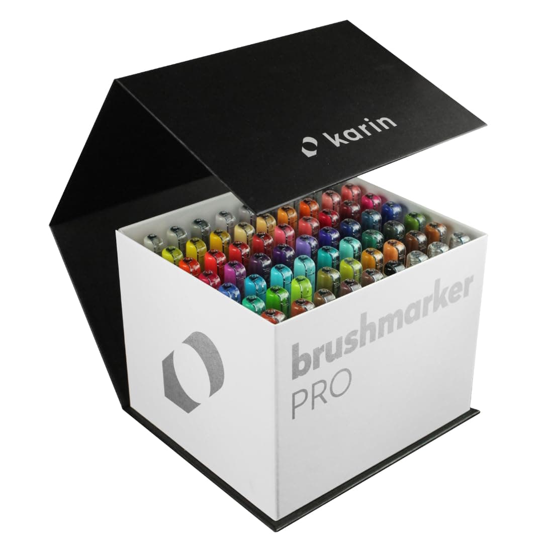 KARIN Brush Marker Pro 60 Colours+3 Blender Set|Transparent|Transparent