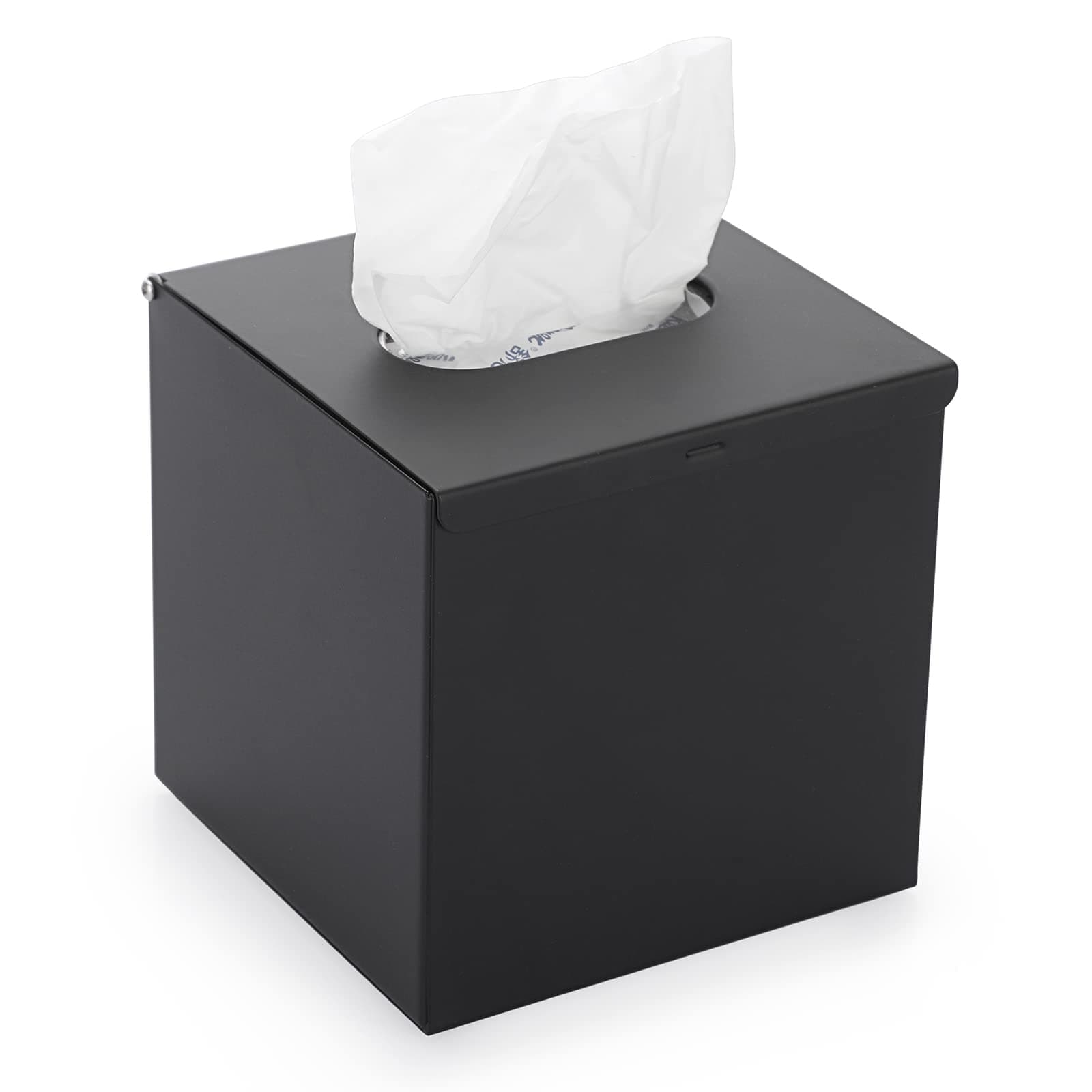 Sumnacon Square Tissue Box Cover - Stylish Cube Stainless Steel Tissue Box Holder, Modern Metal Facial Tissue Holder for Dresser Table Night Stand Bathroom Vanity Home Office Bar Wall Decor, Black