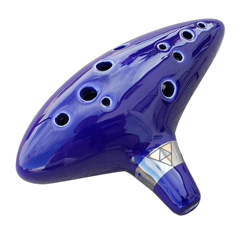 Legend of Zelda Ocarina of Time 12 Hole Alto Triforce Link Ocarina Zelda Cosplay Ceramic Exclusive Replica by AWEF (Dark Blue)