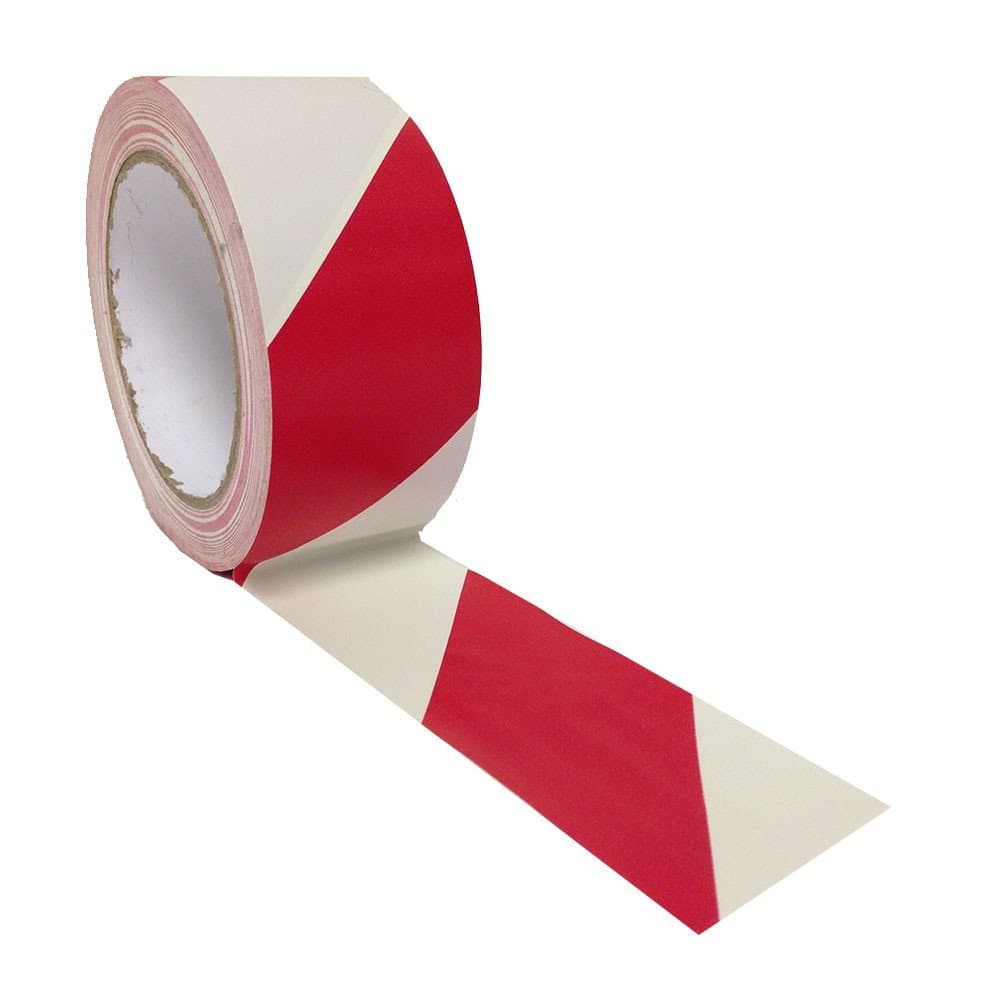Bapna Pvc Floor Marking Tape White/Red Zebra Strip 48 mm Width x 25 Meter Length