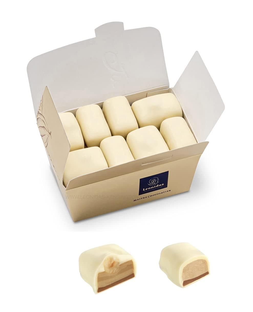 Leonidas Manon Café White Chocolates Gift Box (16 Pieces) Luxury Belgian White Chocolates with & without Whole Hazelnut Coffee Buttercream & Praline Filling Premium Belgian Chocolatier Gift Selection