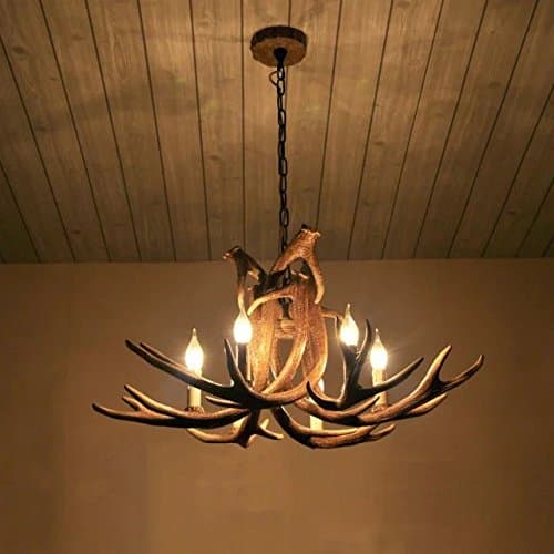 Antlers Vintage Style Resin 6 Light Chandeliers, American Rural Countryside Antler Chandeliers,Living Room,Bar,Cafe, Dining Room Deer Horn Chandeliers