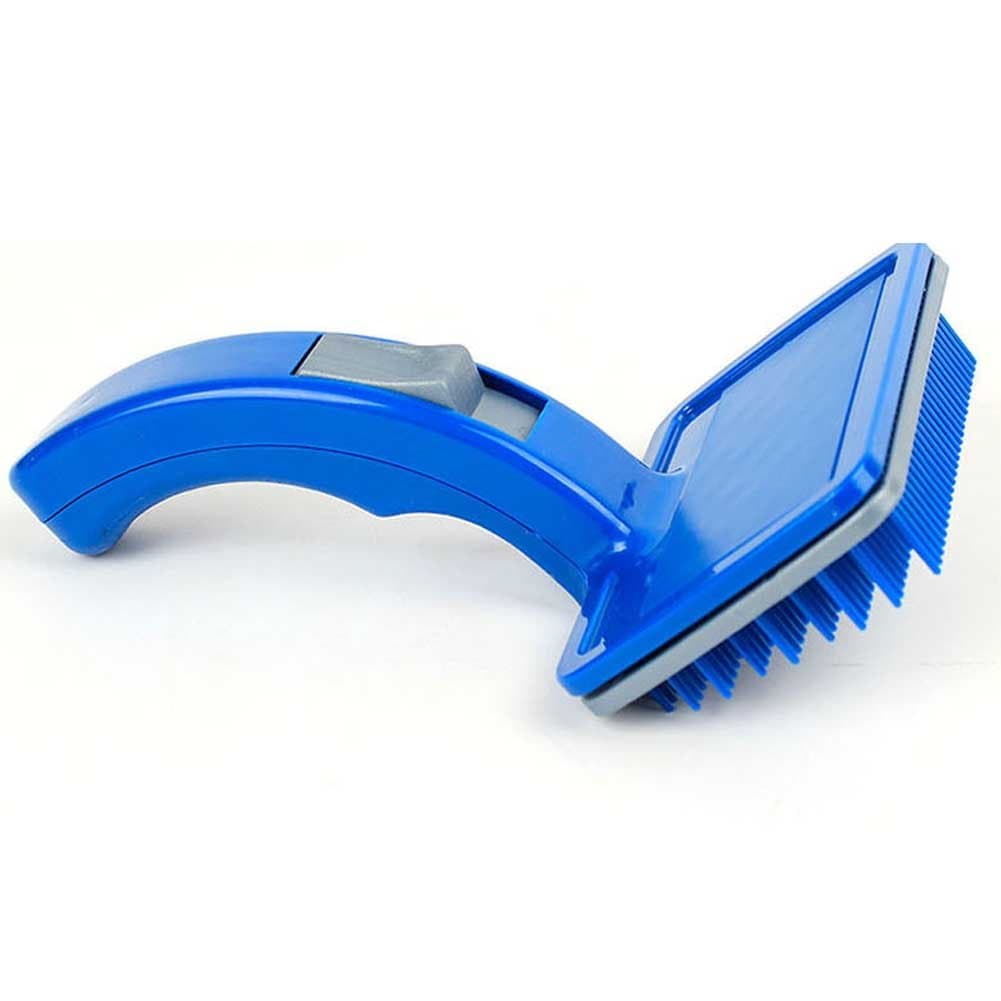 Blue Plastic Self-cleaning Round Tooth Manual Detangling Comb Shedding Brush for Long and Curly Hair Dogs