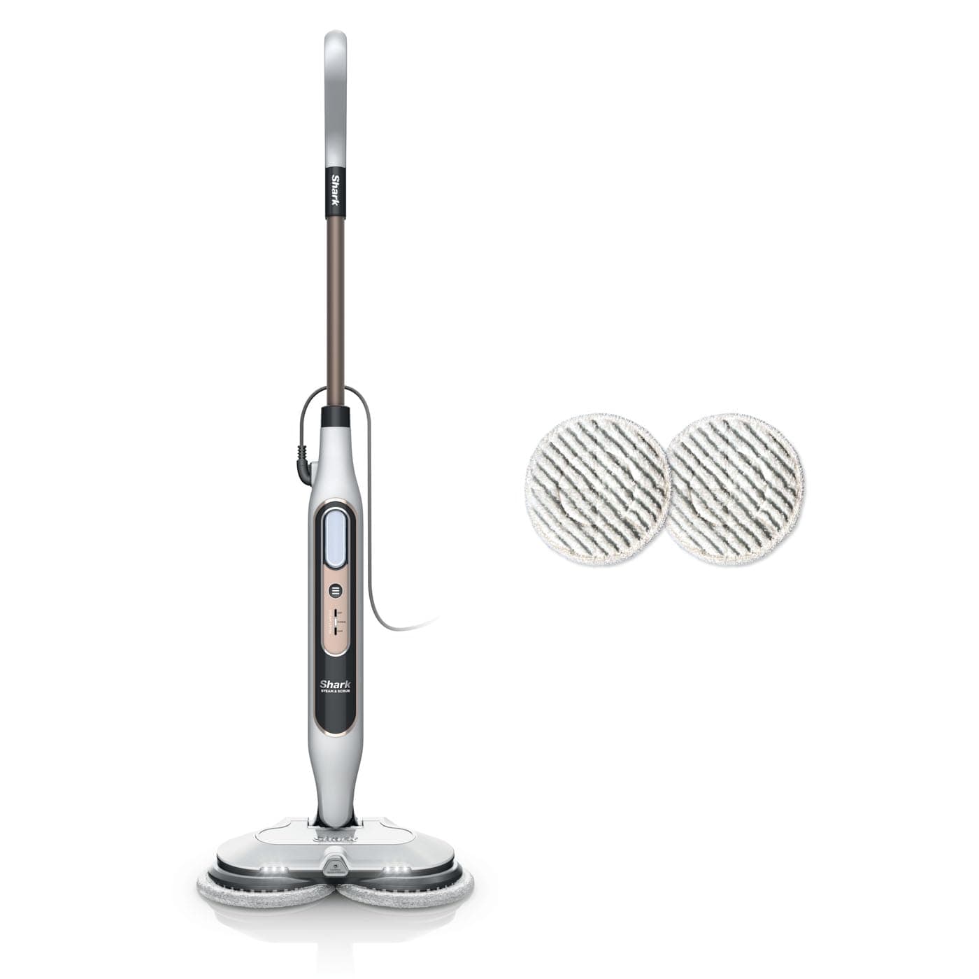 Automatic Steam Mop - 2 Rotating Power Pads, 3 Steam Settings, Stain & Dirt Removal, For Sealed Hard Floors, 8m Cord, White & Grey S8201UK