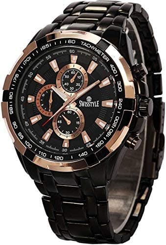 Black Chain Chrono Look Analog Watch for Men