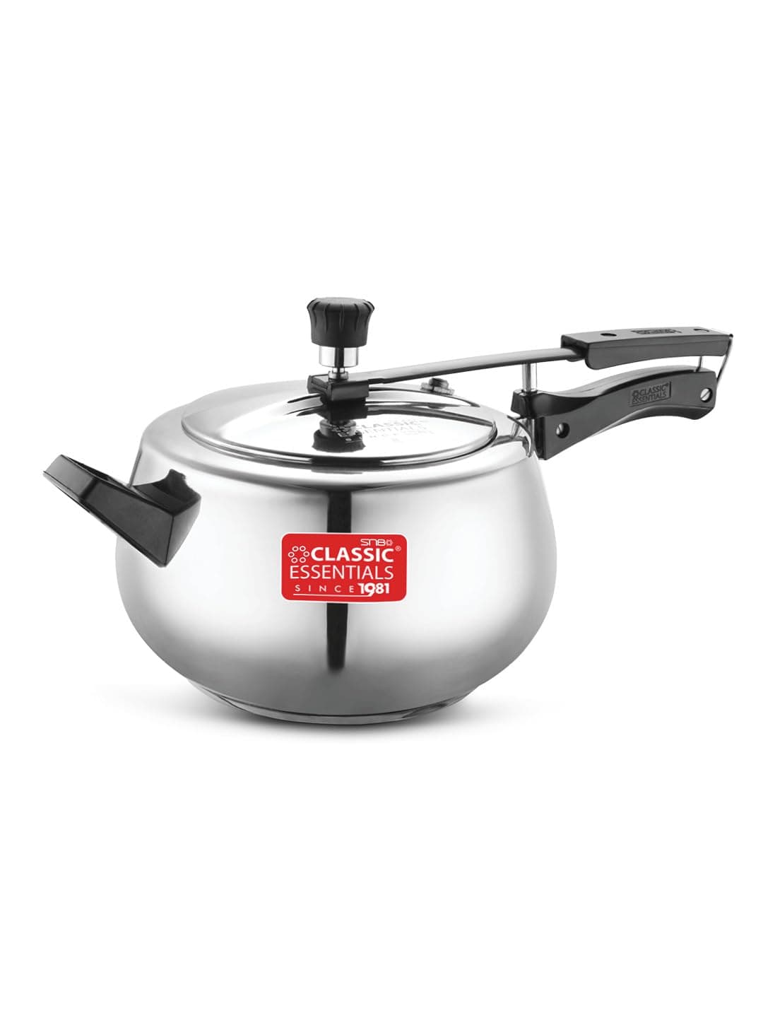 Classic Essentials Alpha Concave Stainless Steel 5 ltr Pressure Cooker | ISI Certified | Spillage Control Inner Lid Pressure Cooker | Handi Shape | Induction Bottom Pressure Cooker, Silver 5 Liters